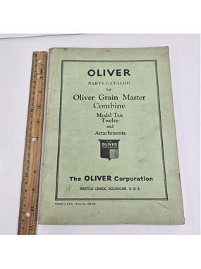 Vintage Oliver Grain Master Combine Parts Catalog Model 10 12 Attachments GM-461